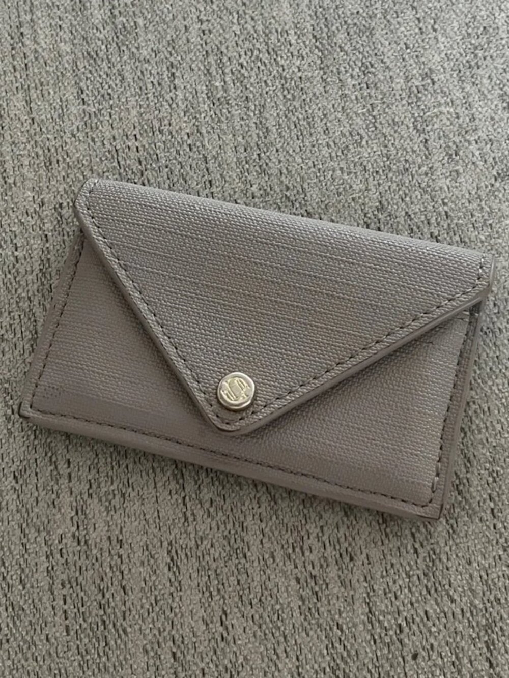 Dagne Dover Pebbled Leather Card Case Wallet Taupe Gray Envelope - Picture 3 of 4